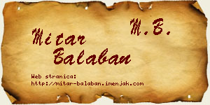 Mitar Balaban vizit kartica